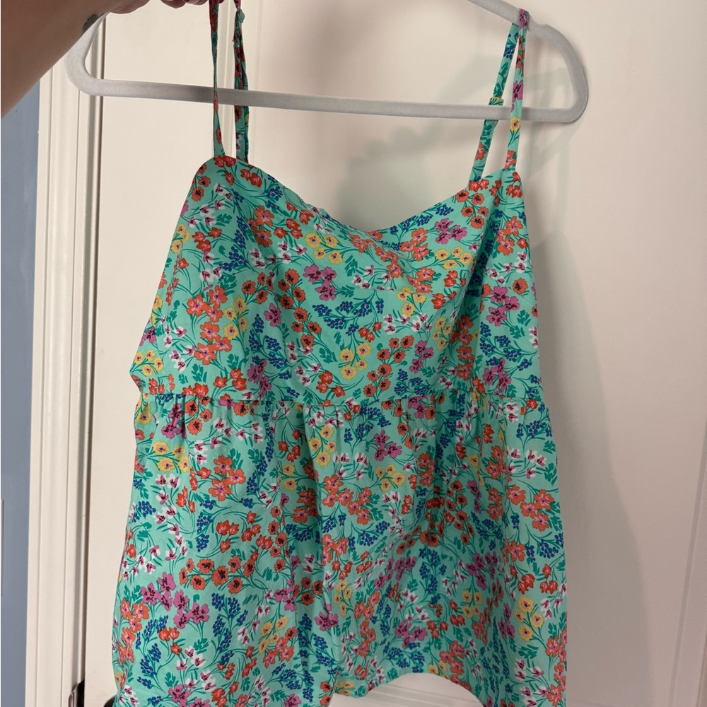 LOFT Floral Mint Green Spaghetti-Strap Women's Tank Top